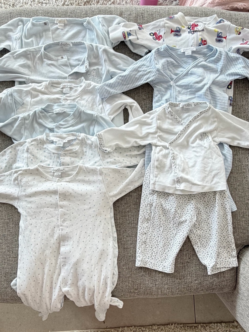 kissy kissy baby 3-6 months bundle of 9 multicolor pajamas